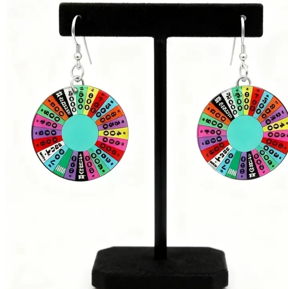 Spinning Wheel *Wheel of Fortune* Earrings Lightweight Colorful Nostalgic